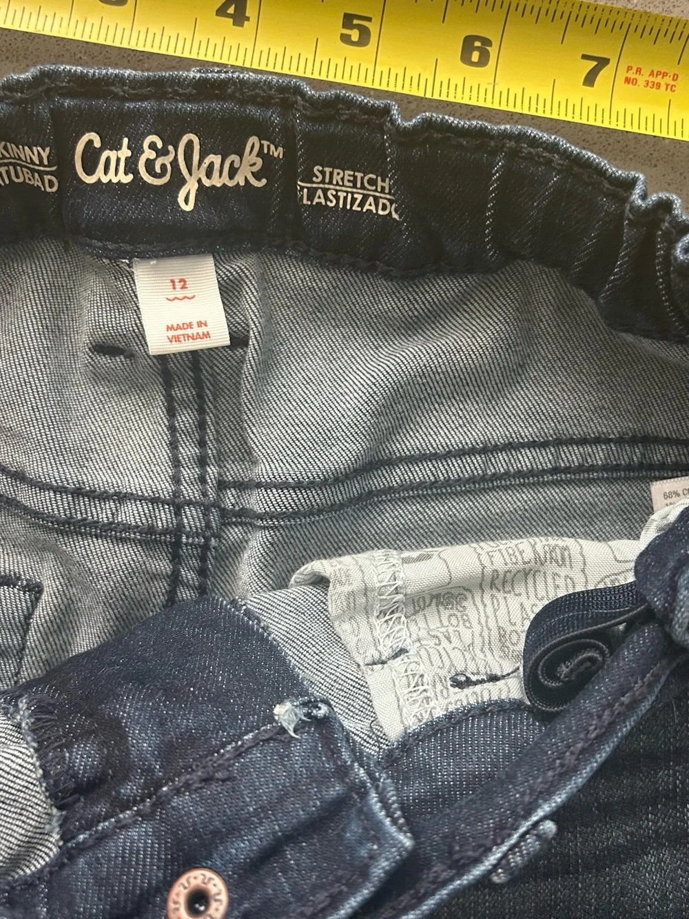 Cat & Jack Dark Blue Kids' Jeans - Faded Wash Size 12.